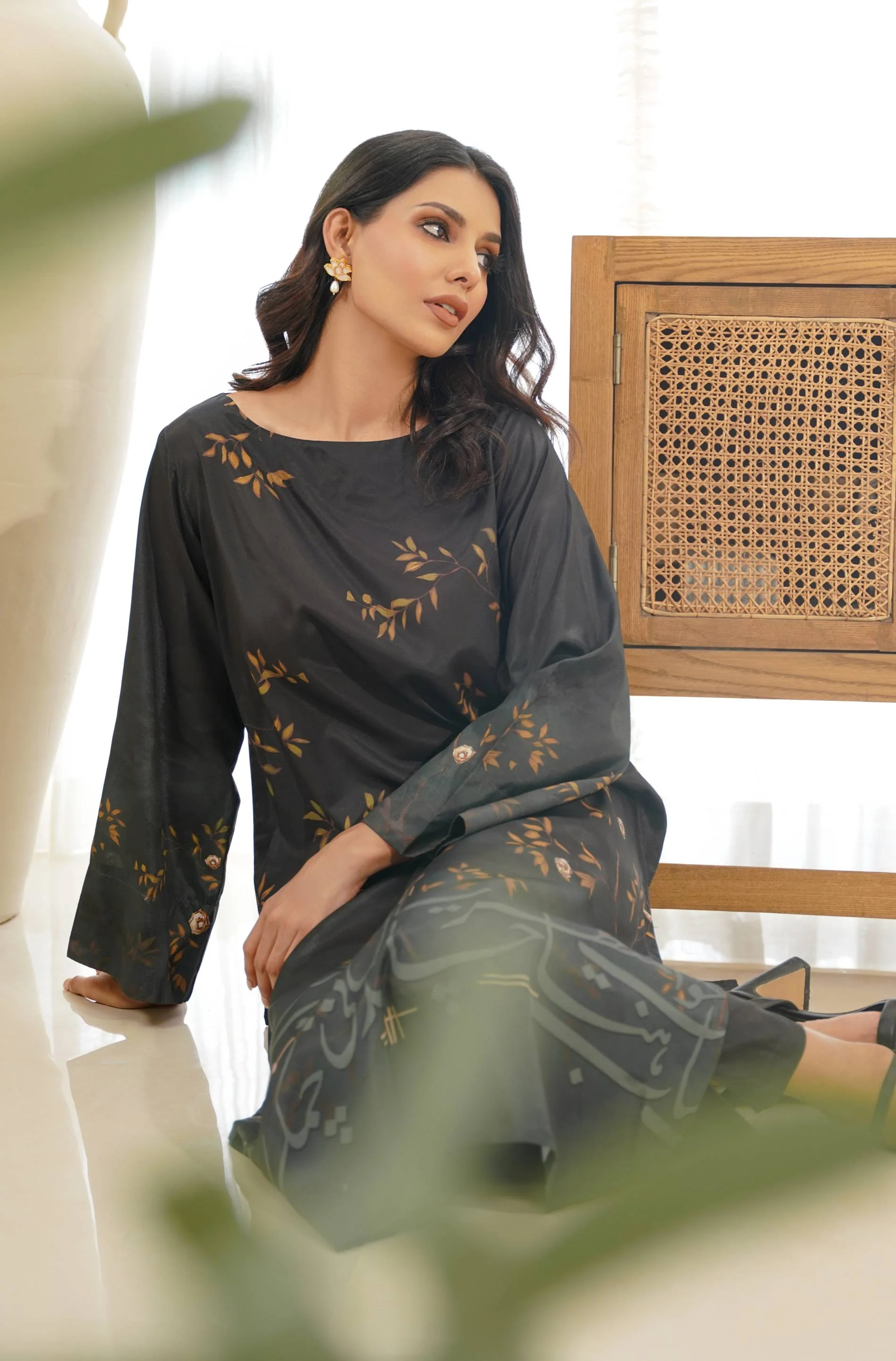 Shajar Co-ord Set - Black & Green - Image 7