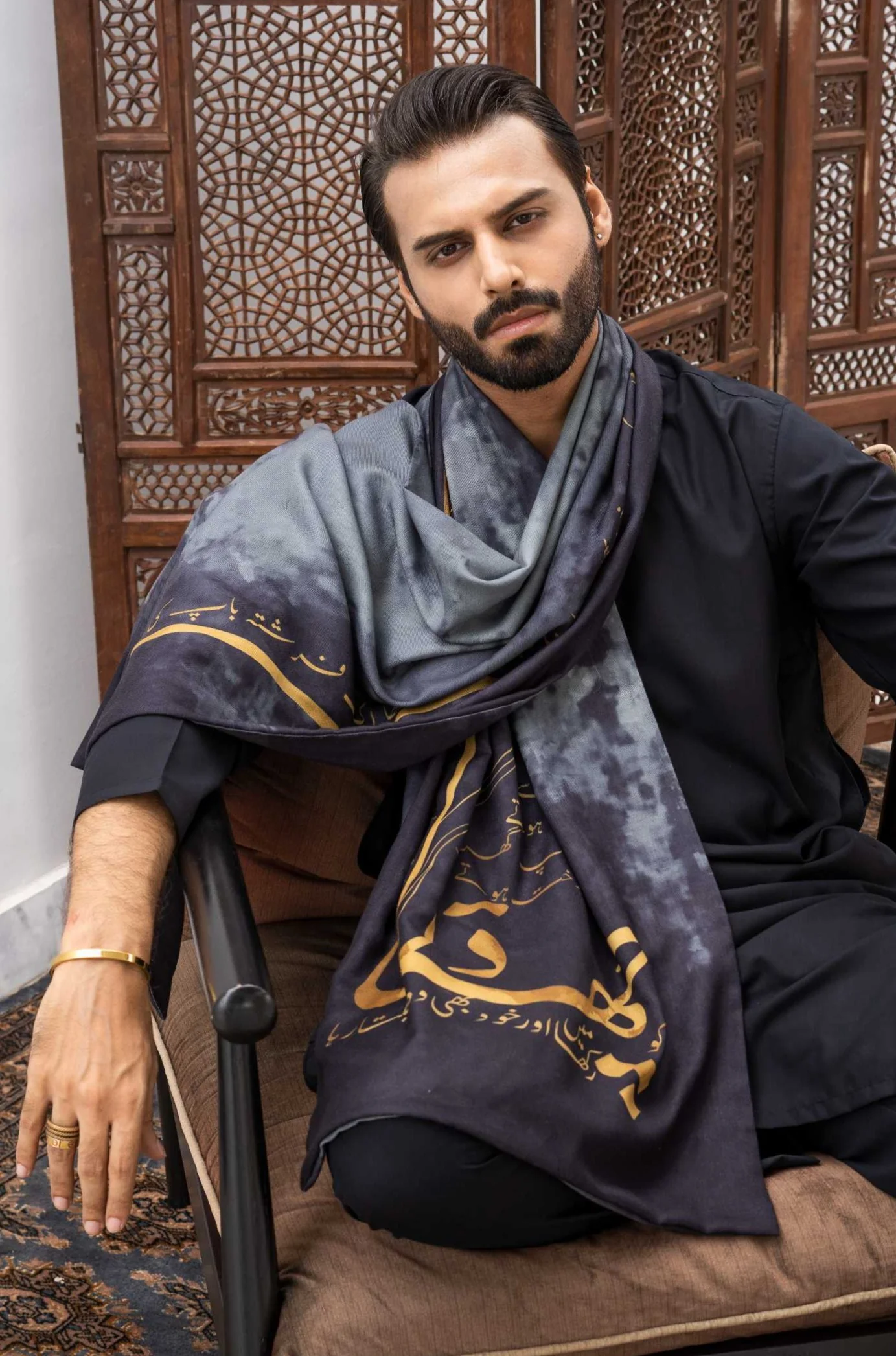 Shajar Stole - Charcoal Grey - Image 2