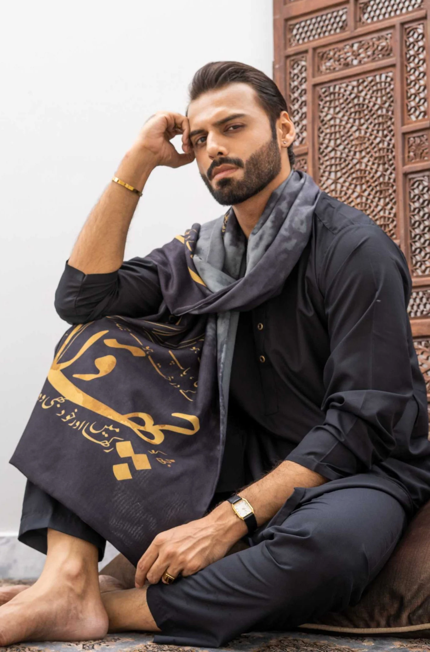 Shajar Stole - Charcoal Grey - Image 3