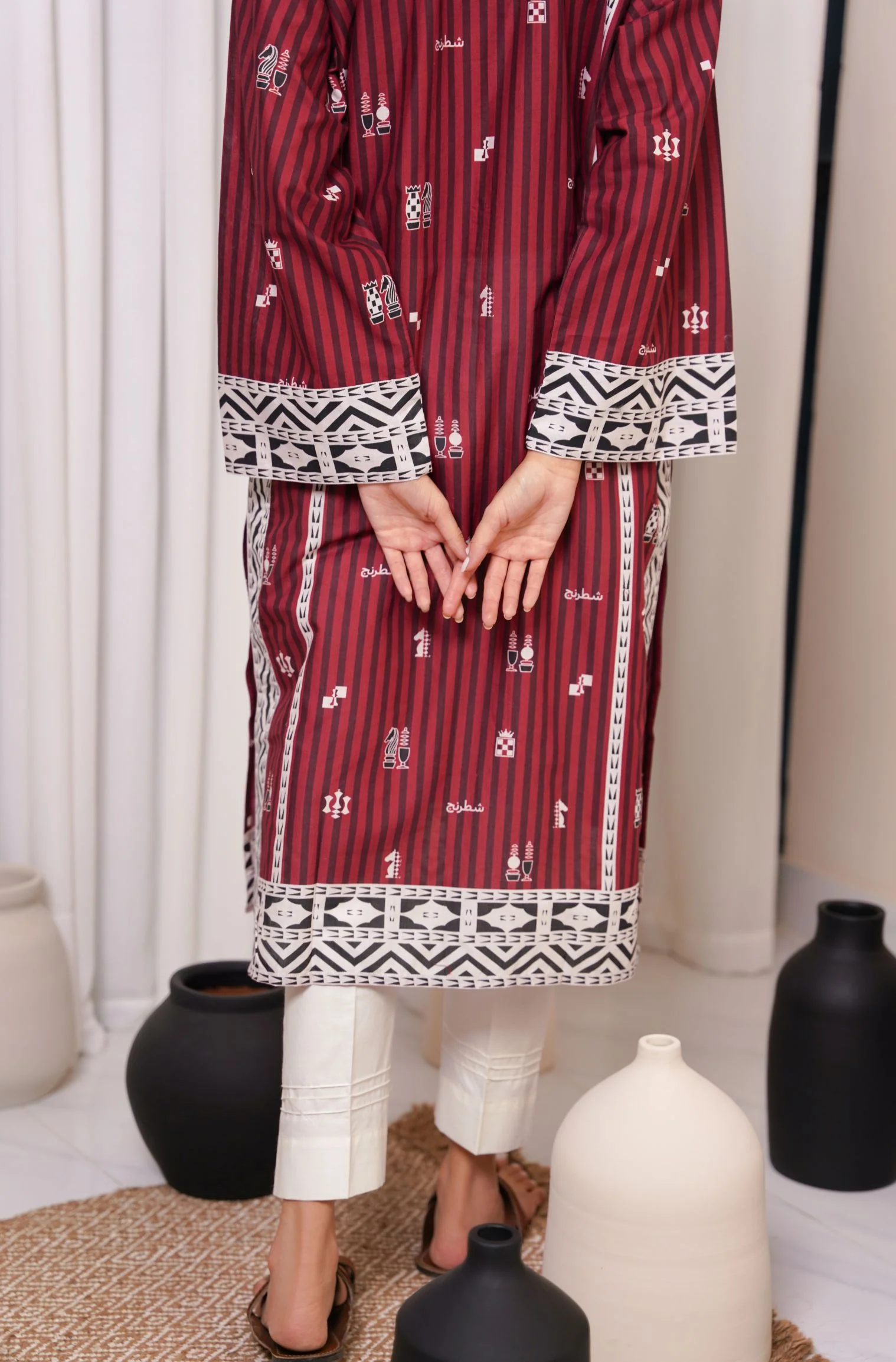 Shatranj Kurta - Maroon - Image 5