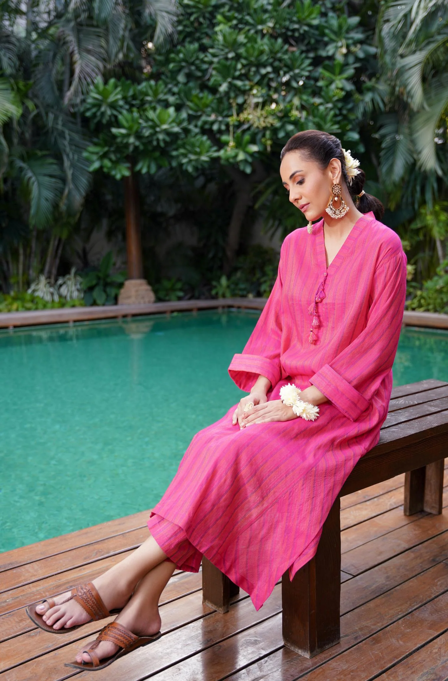 Sunehri Co-ord Set - Fuchsia - Image 4