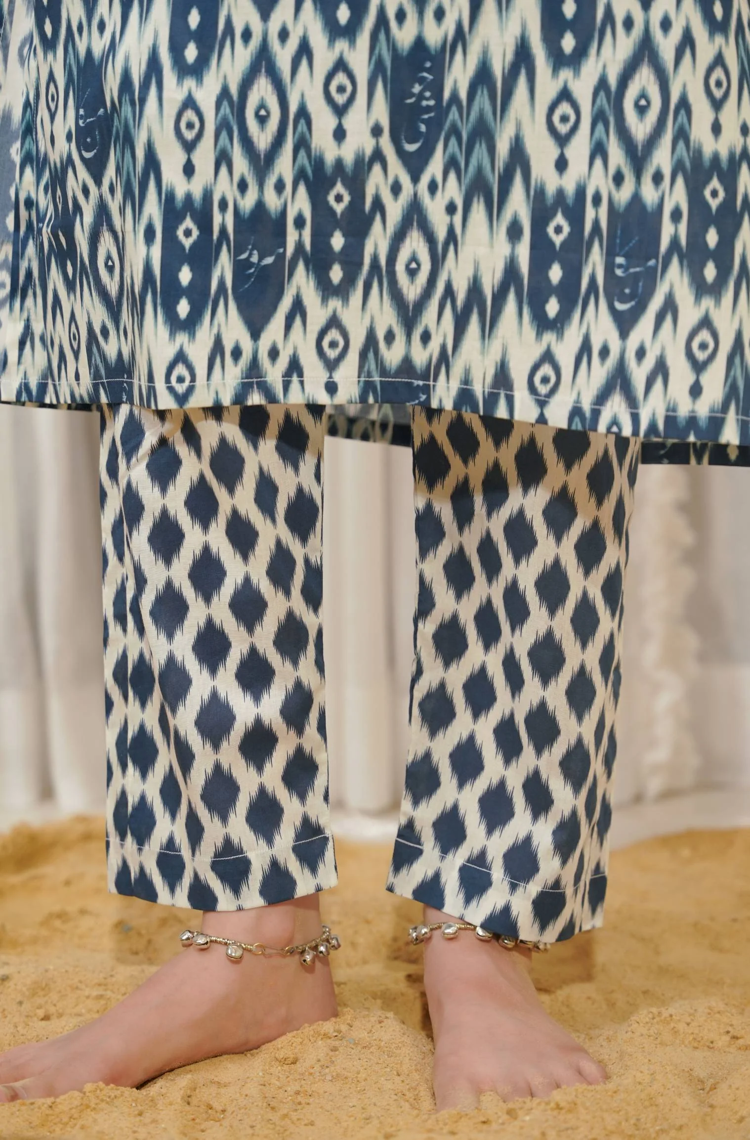 Suroor Co-ord Set - Blue & Off White - Image 6