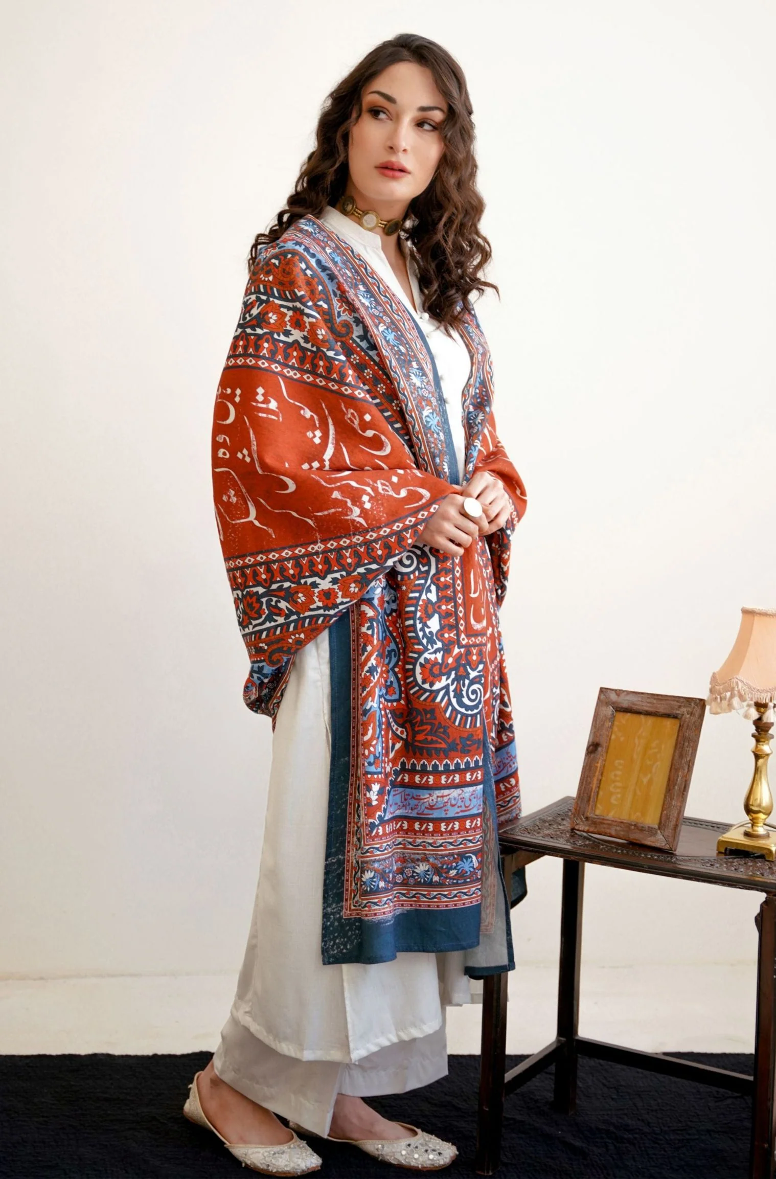 Talaash Odhni - Blue & Rust - Image 3