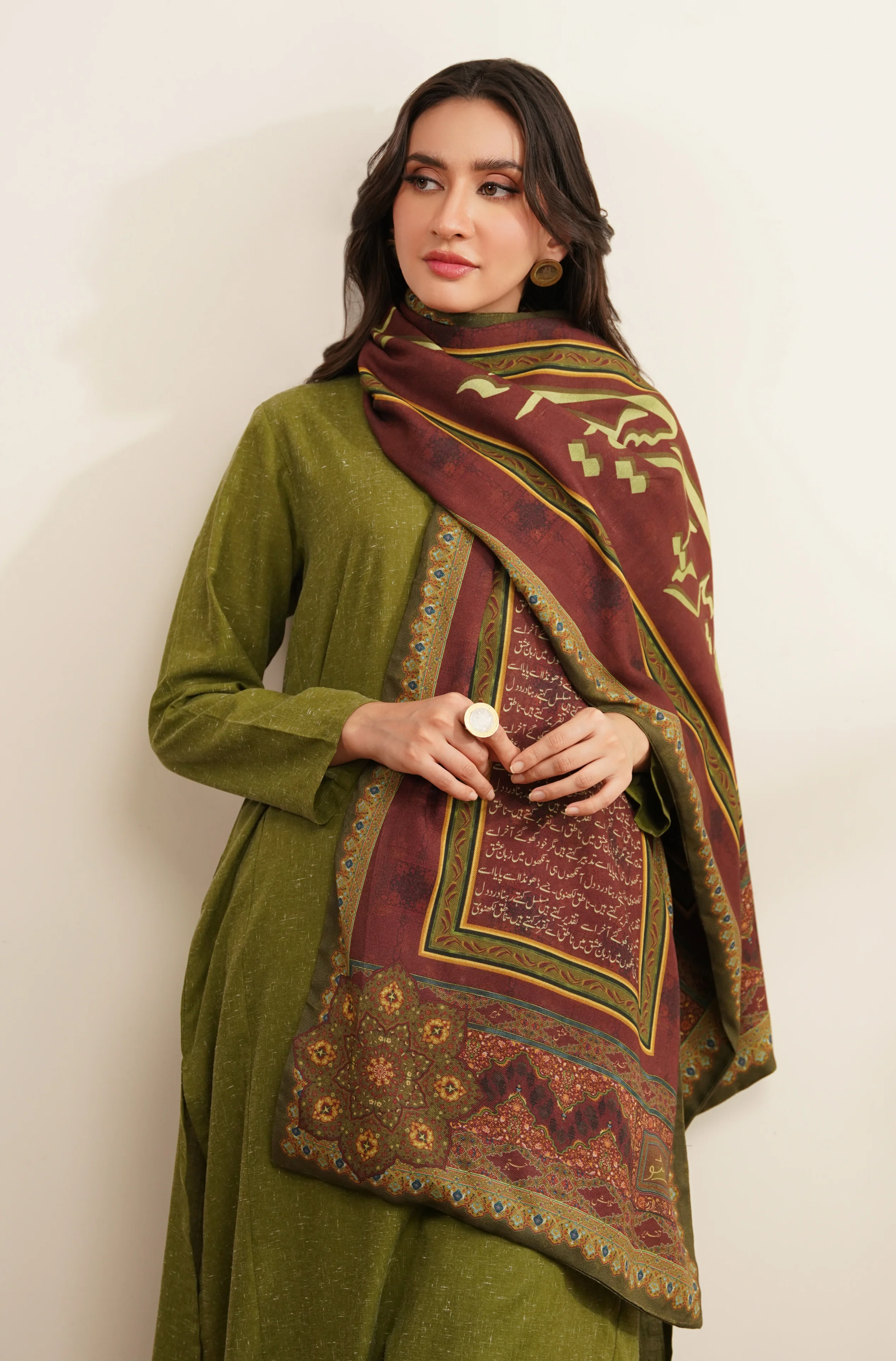 Taqdeer Stole - Shades of Leaves - Image 3