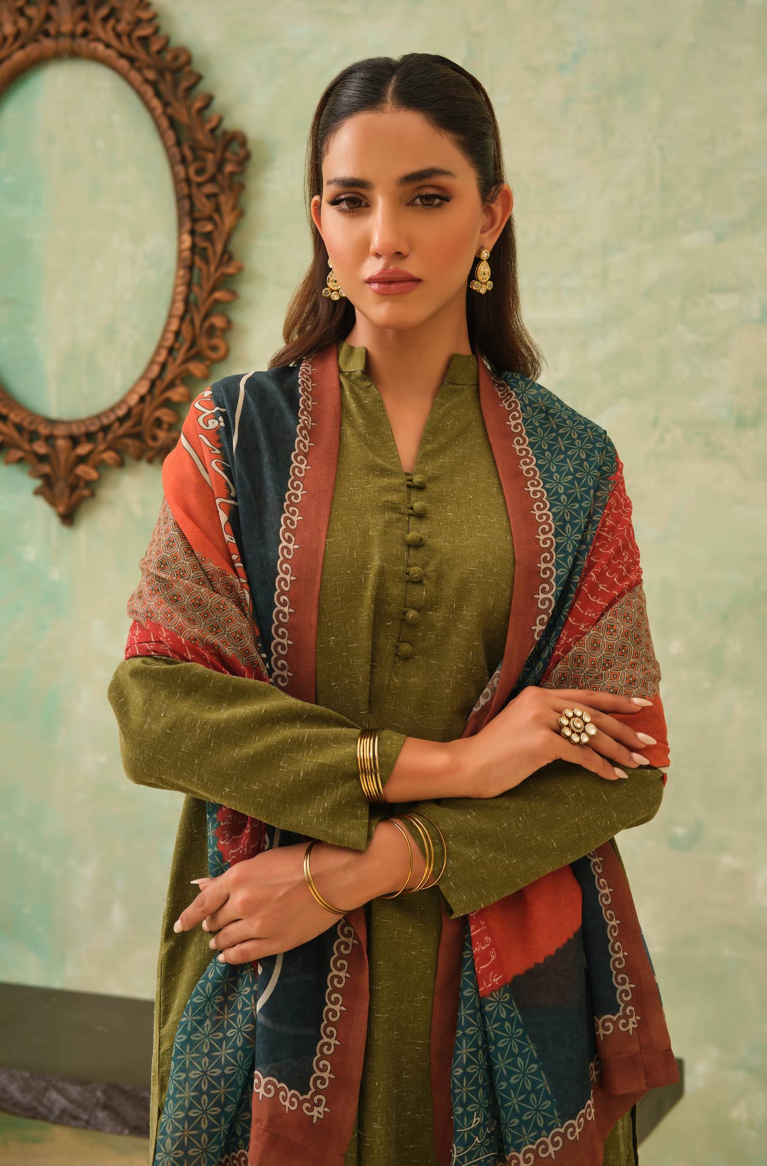 Umeed Scarf - Orange & Teal - Image 6