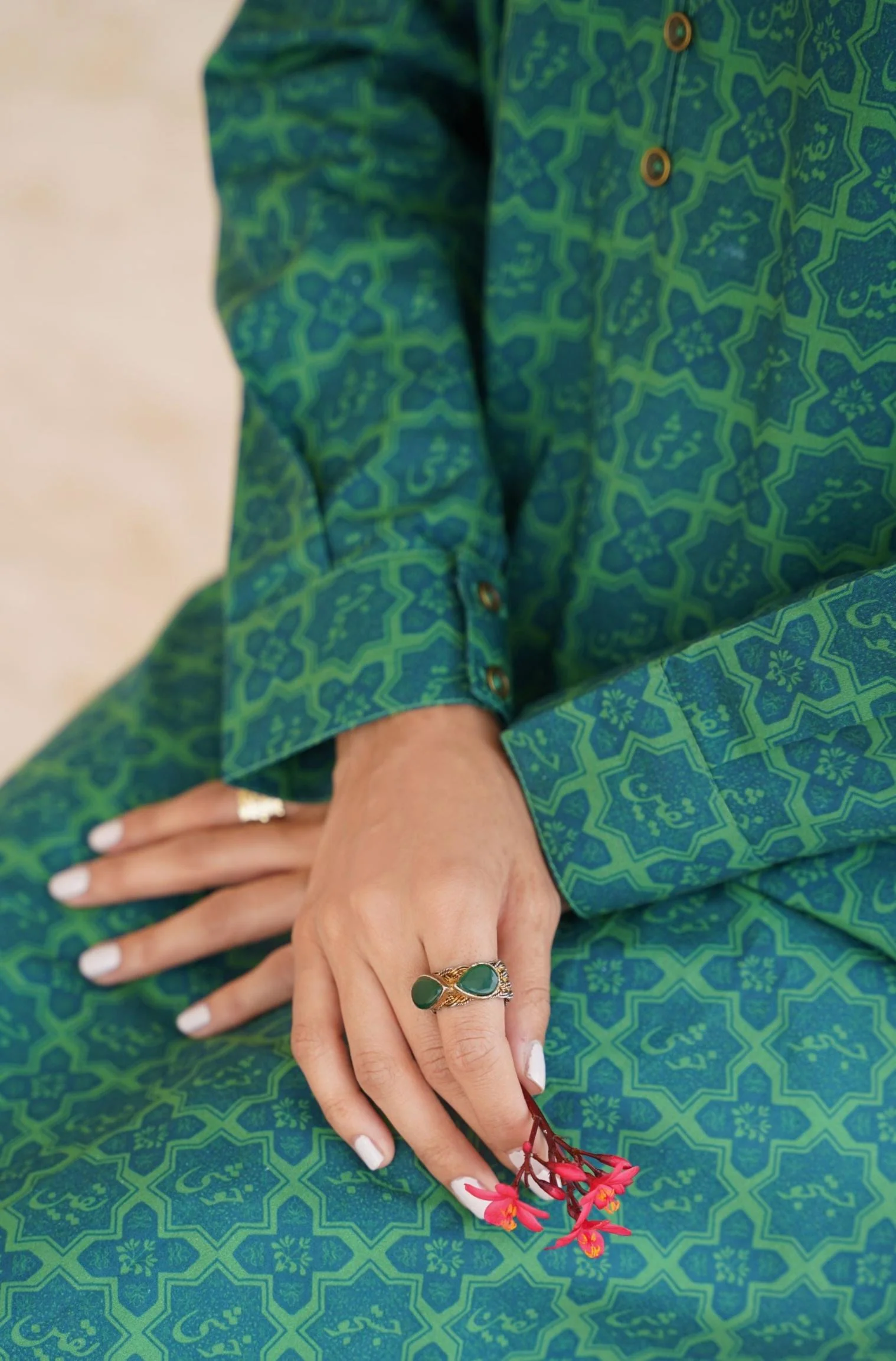 Yaqeen Kurta - Teal Green - Image 4