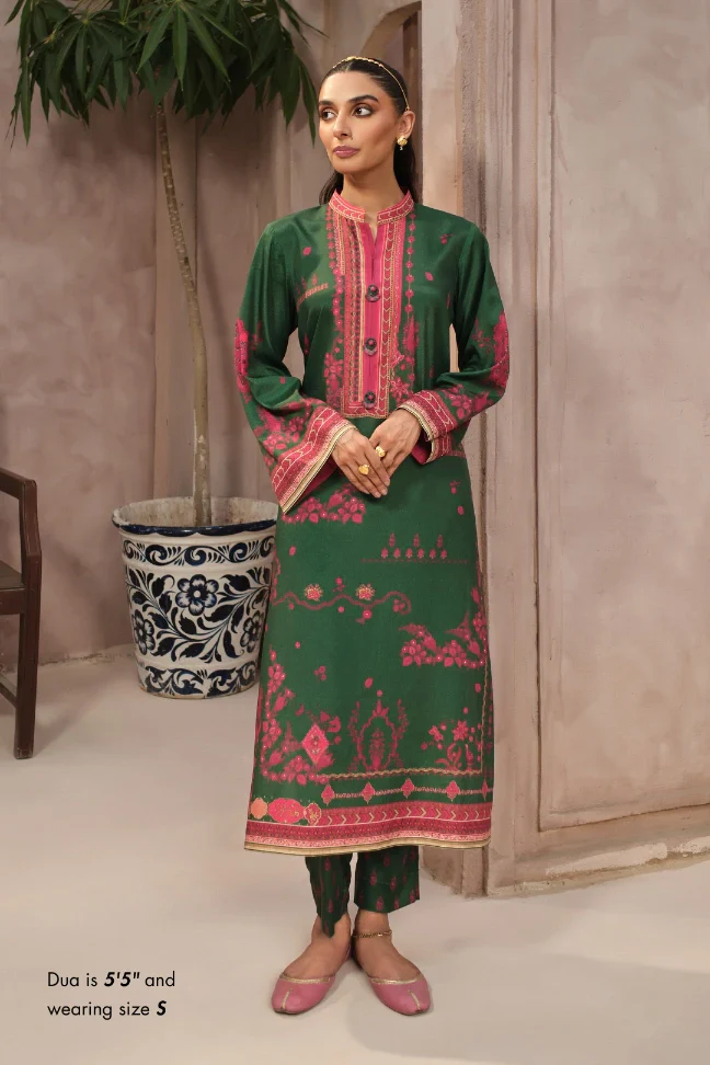 Zaib Co-Ord Set - Green & Magenta
