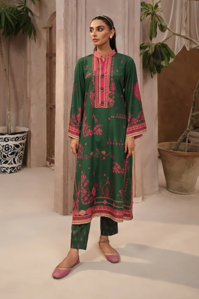 Zaib Co-Ord Set - Green & Magenta - Image 4