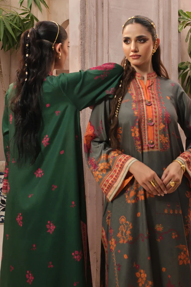 Zaib Co-Ord Set - Green & Magenta - Image 9