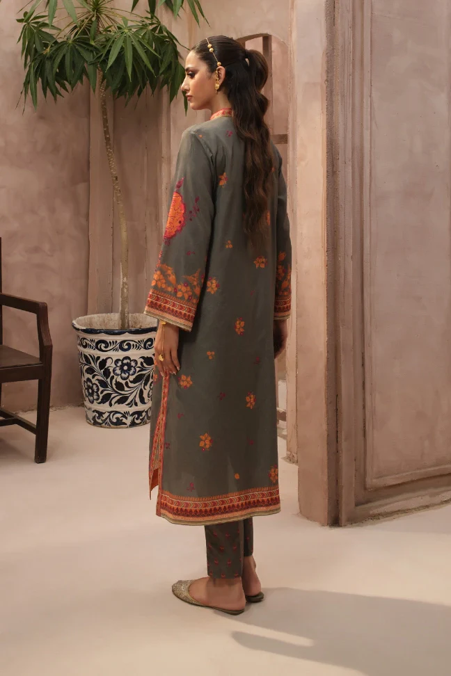 Zaib Co-Ord Set - Grey & Orange - Image 6