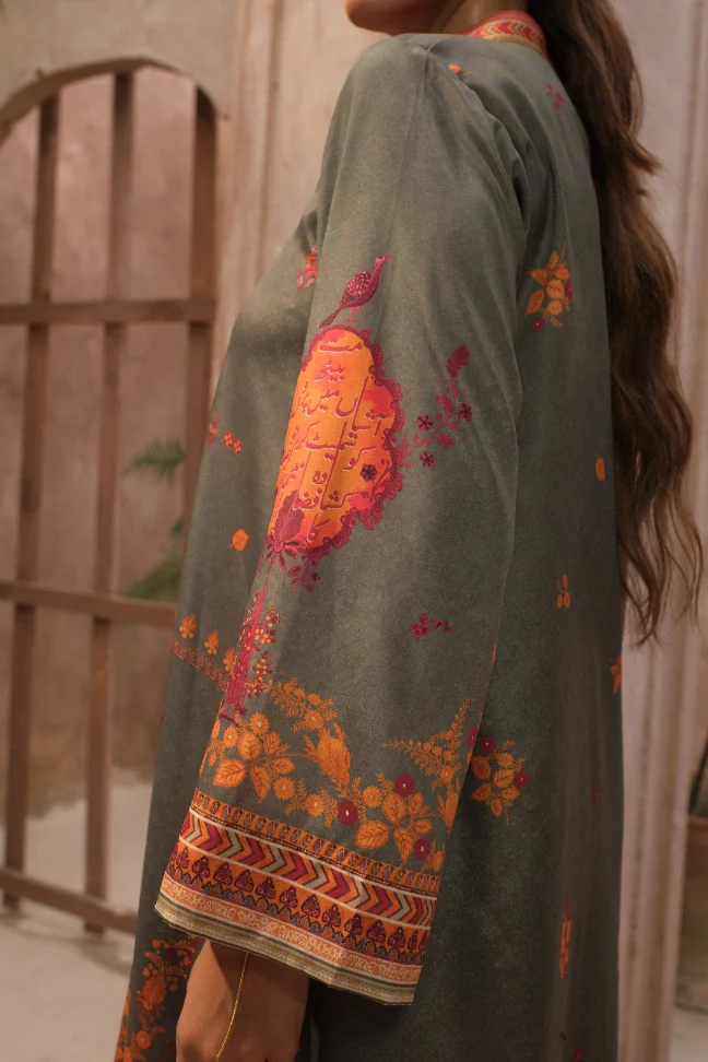 Zaib Co-Ord Set - Grey & Orange - Image 7