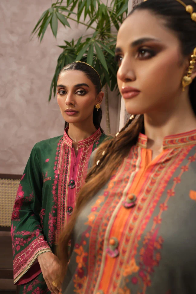 Zaib Co-Ord Set - Grey & Orange - Image 9