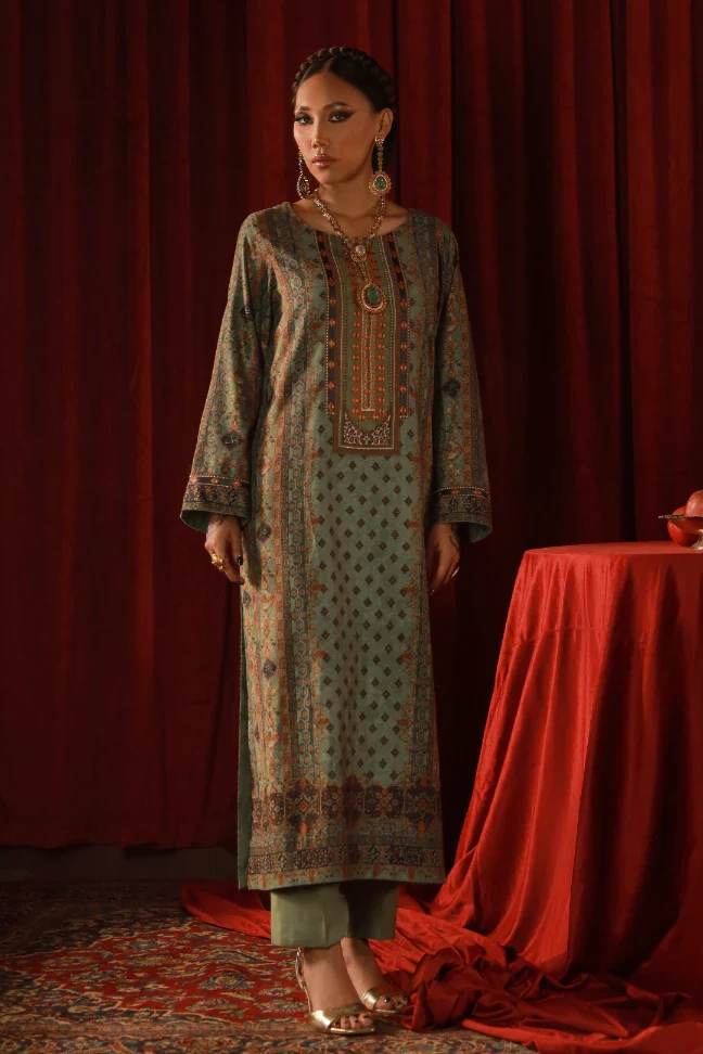 Zebunnisa Velvet Set - Green - Image 5