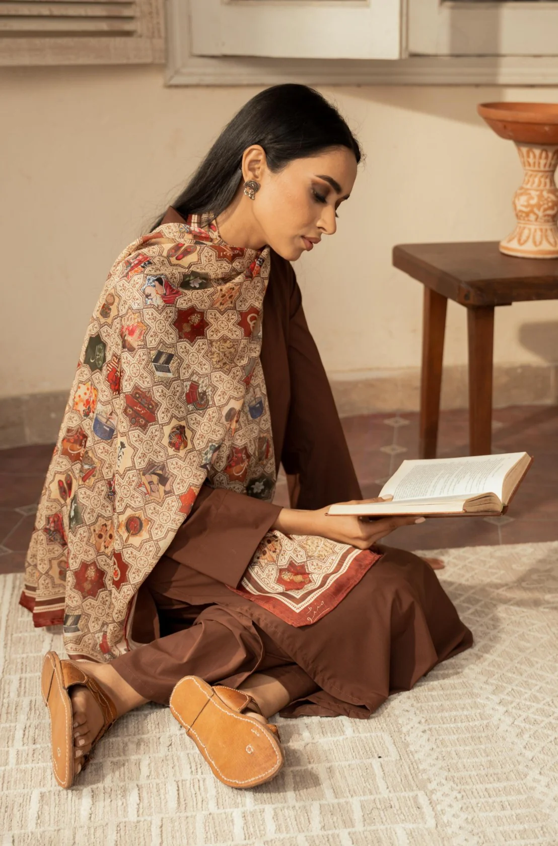 Zeenat Scarf - Antique Maroon - Image 4
