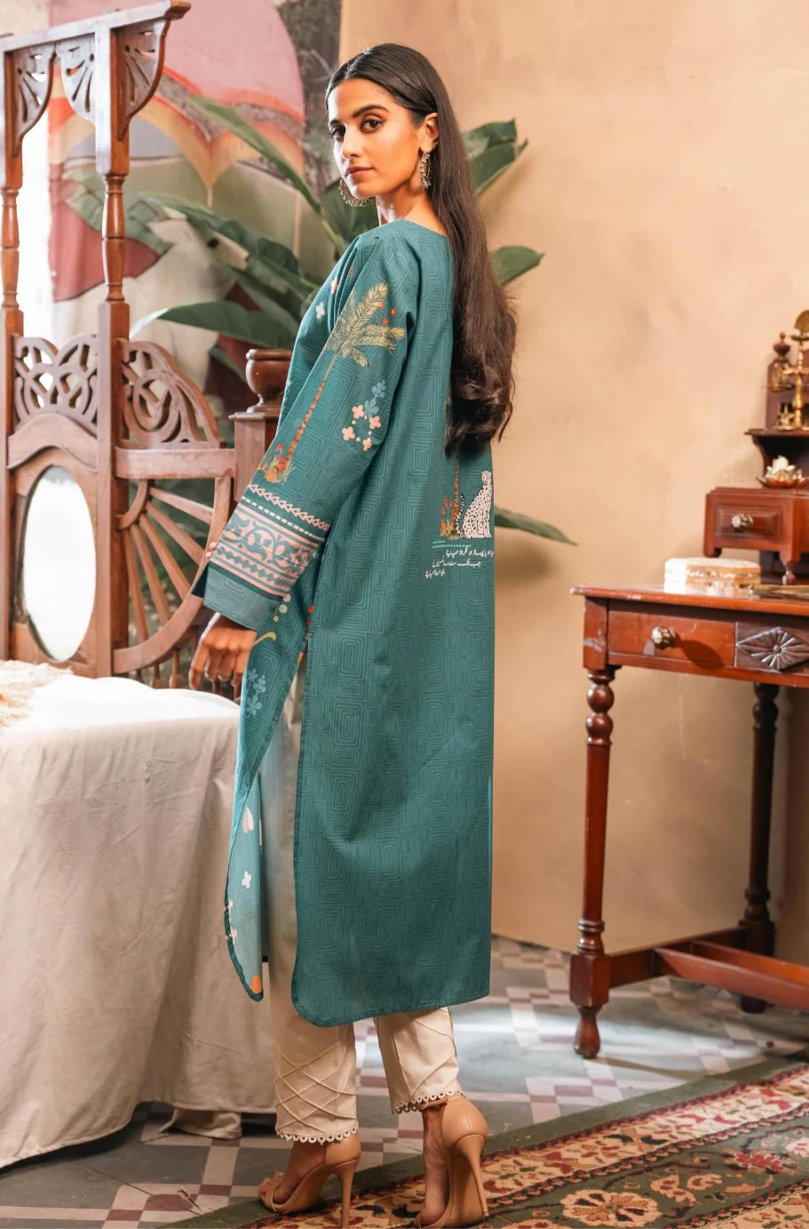 Zeest Kurta - Teal - Image 3