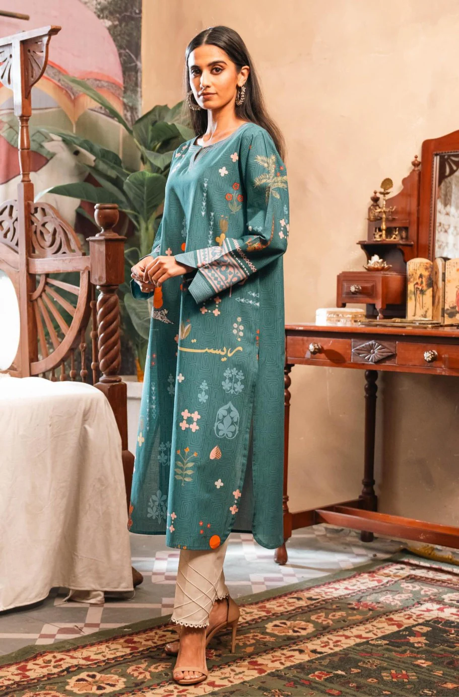 Zeest Kurta - Teal - Image 5
