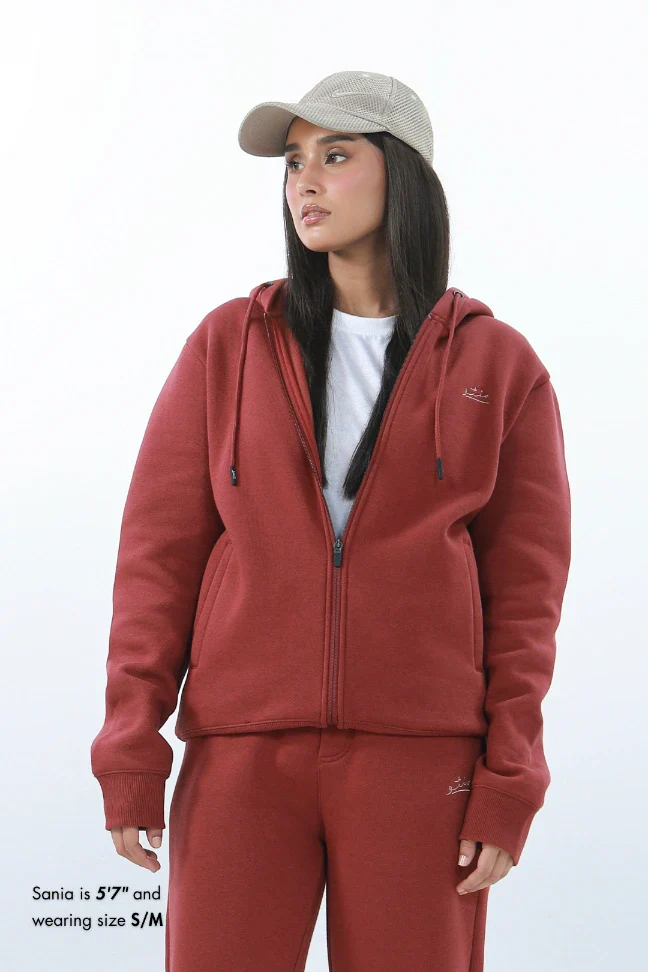 Zipper Hoodie - Brick Rust - Image 3