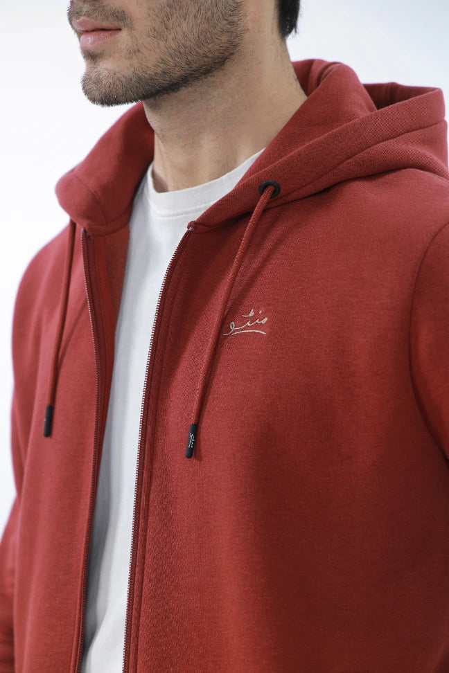 Zipper Hoodie - Brick Rust - Image 4