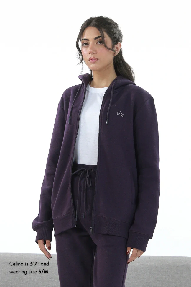 Zipper Hoodie - Deep Purple - Image 3