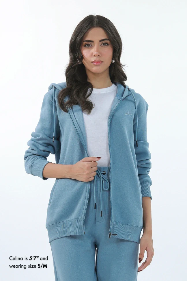 Zipper Hoodie - Mist Blue - Image 2
