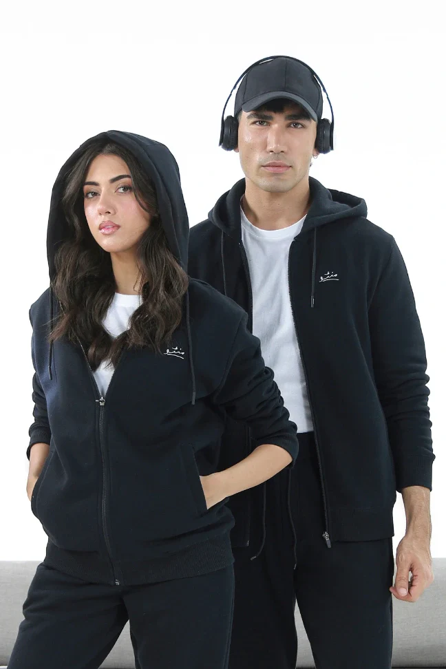 Zipper Hoodie - Raven Black