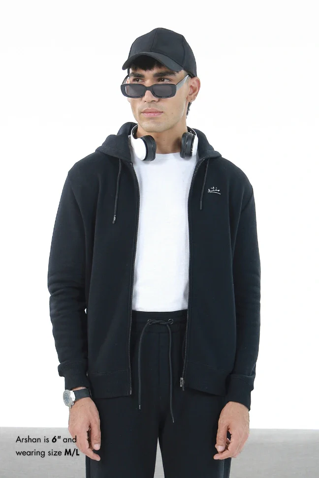 Zipper Hoodie - Raven Black - Image 2