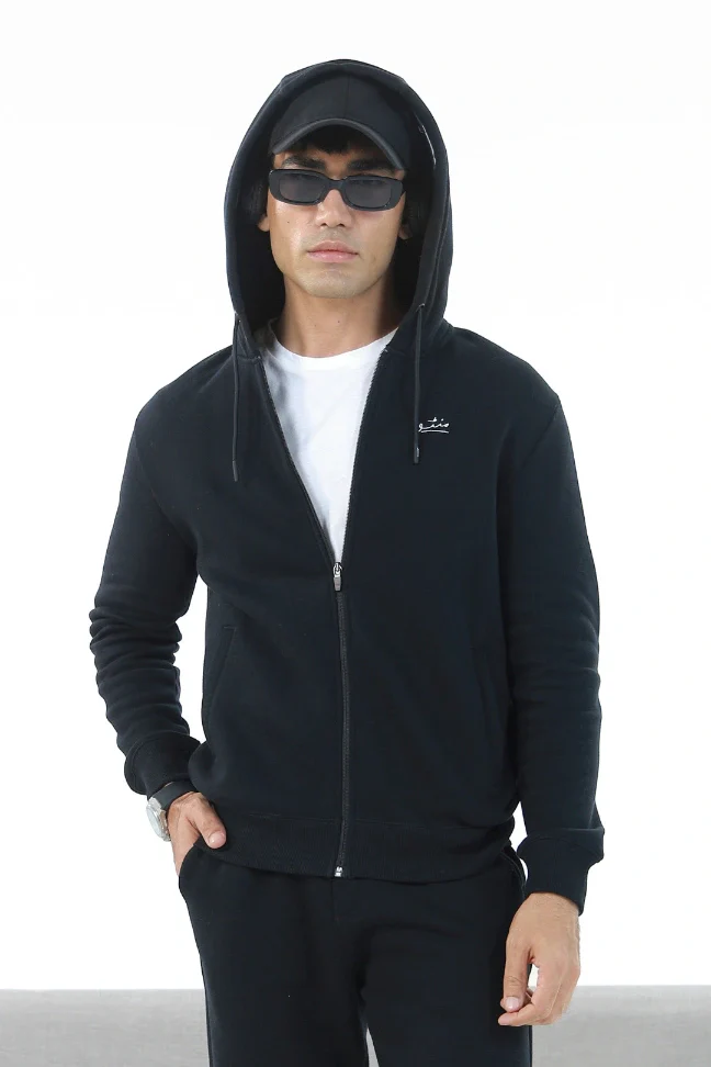 Zipper Hoodie - Raven Black - Image 4