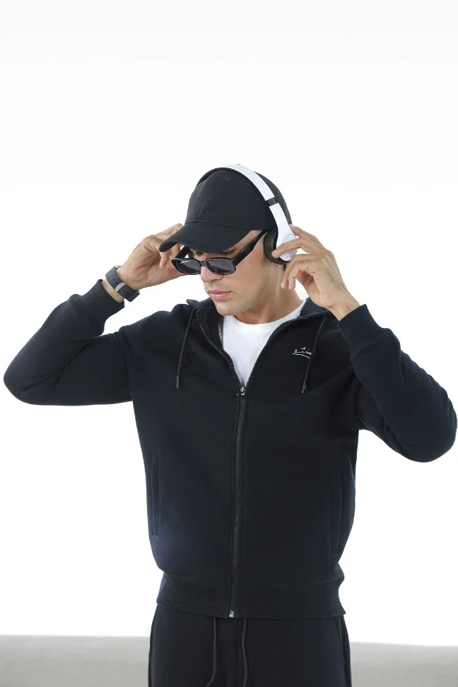 Zipper Hoodie - Raven Black - Image 6