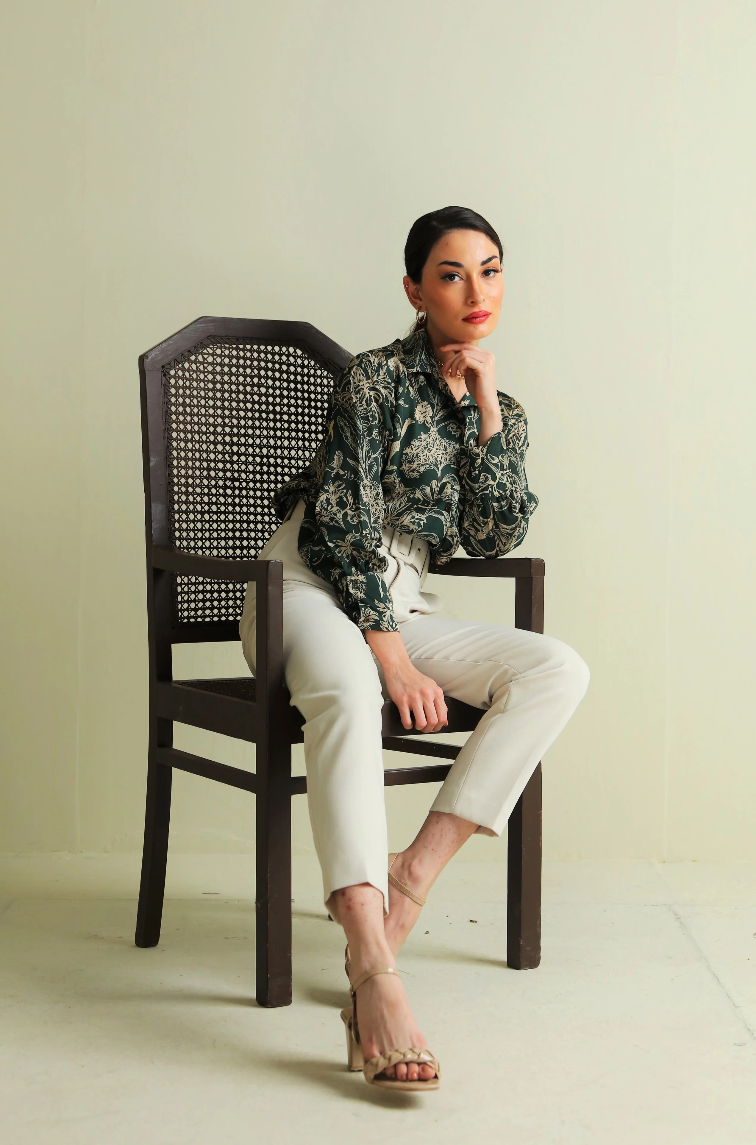 Zohra Silk Shirt - Forest Green - Image 3